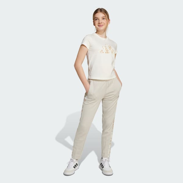Beige adidas Girls 3-Stripes Animal French Terry Joggers Kids