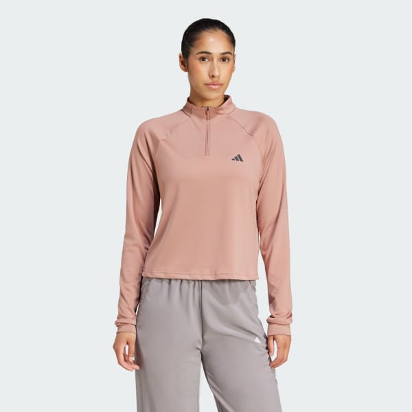 Pink Train Essentials Minimal Branding 1/4-Zip Cover Up