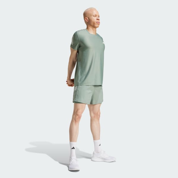 สีเขียว กางเกงขาสั้นดีไซน์ทูอินวัน Own the Run CLIMACOOL