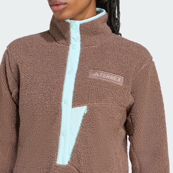 adidas Terrex Xploric High Pile Fleece Pullover Sweatshirt - Brown