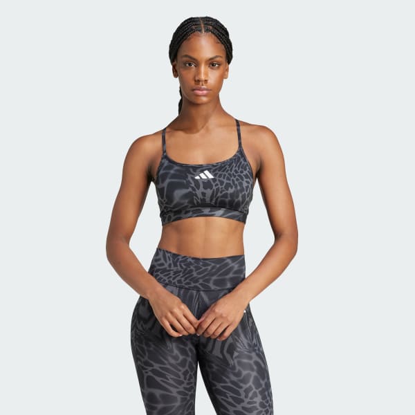 Black Aeroreact Training Light Support 3-Stripes Bra