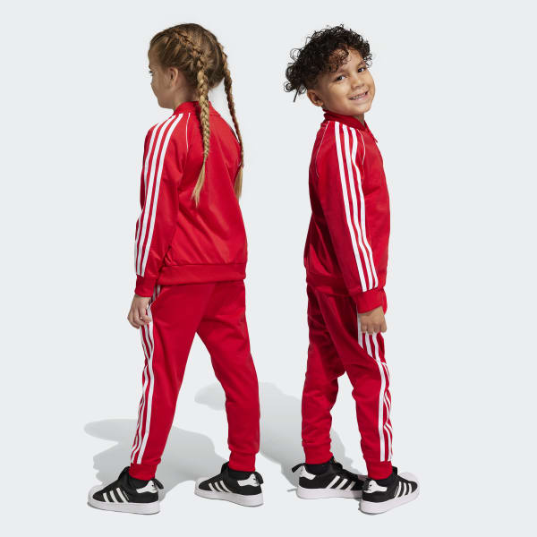 Red adidas full tracksuit on sale