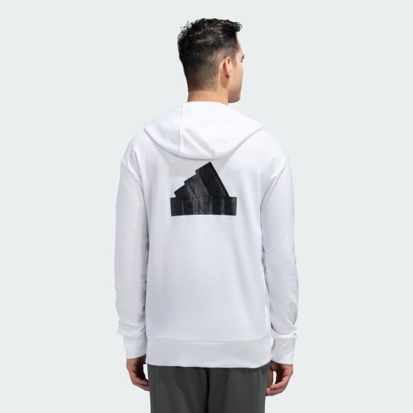 White FUTURE ICONS BADGE OF SPORT FULLZIP HOODIE