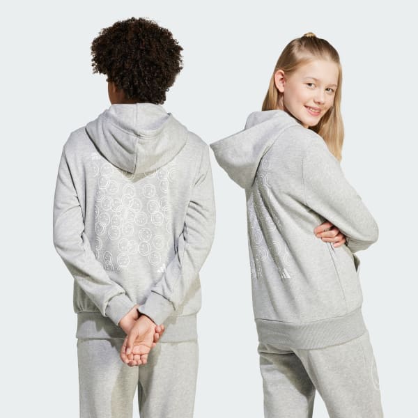 Gri adidas X Smileyworld Çocuk Kapüşonlu Üst