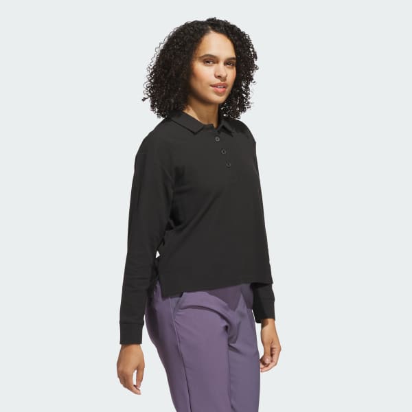 Schwarz Beyond The Course Long Sleeve Loose Polo Shirt