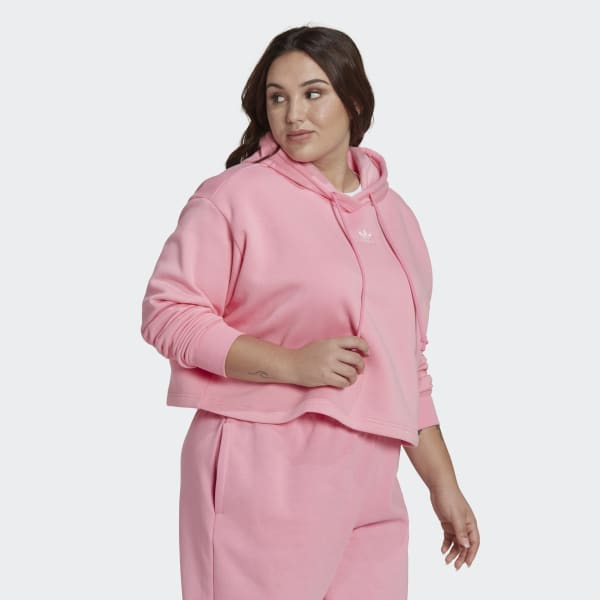 Roze Adicolor Essentials Crop Fleece Hoodie (Grote Maat) HQ315