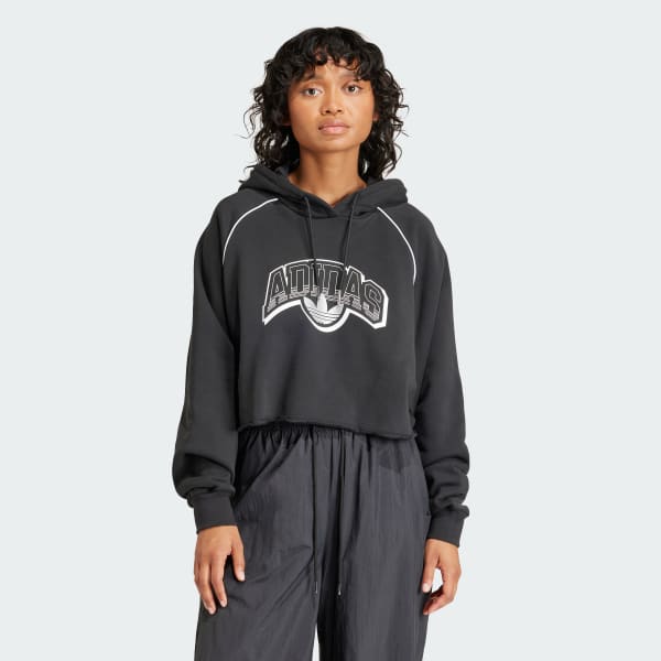 noir Sweat-shirt à capuche Cropped
