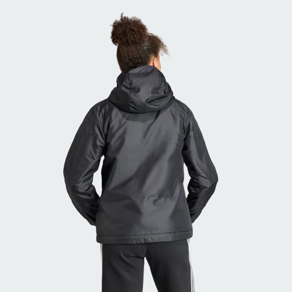 Negro Chamarra Térmica Essentials 3 Franjas con Gorro