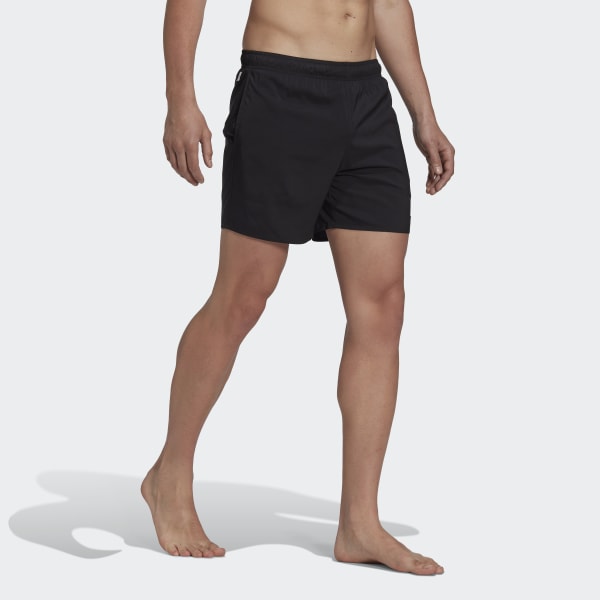 Svart Short Length Solid Swim Shorts