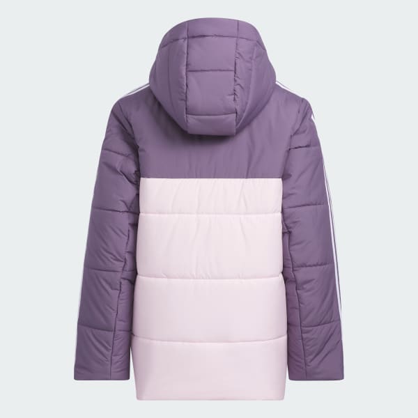 Purple Colorblocked Padded Jacket Kids
