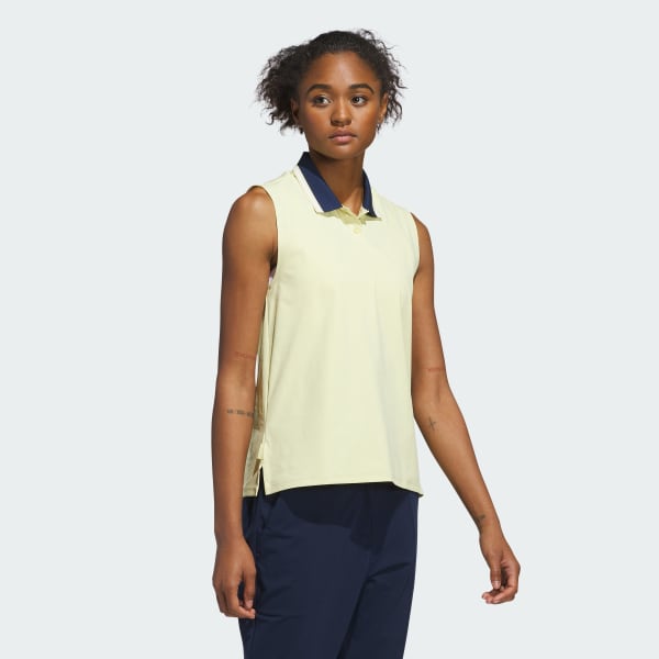 Yellow Beyond The Course Twistknit Sleeveless Polo Shirt