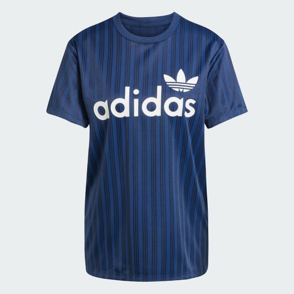 Blue Linear Graphic Boyfriend Tee