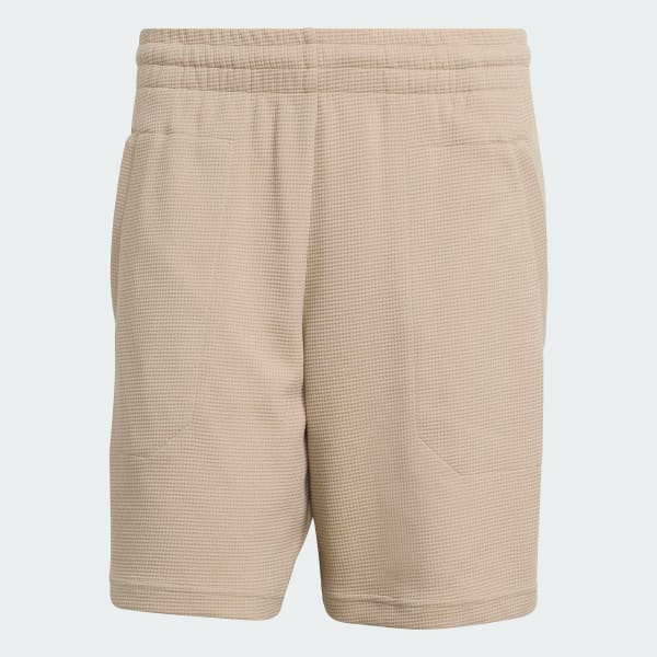 Beige Essentials Trefoil Waffle Shorts