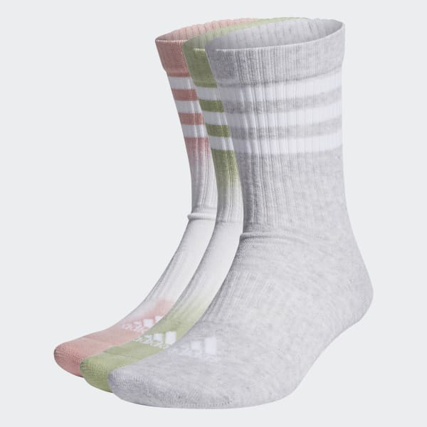 Weiss Dip-Dyed 3-Streifen Cushioned Crew Socken, 3 Paar TC610