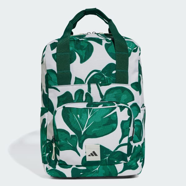 Grey Leaf Print Backpack