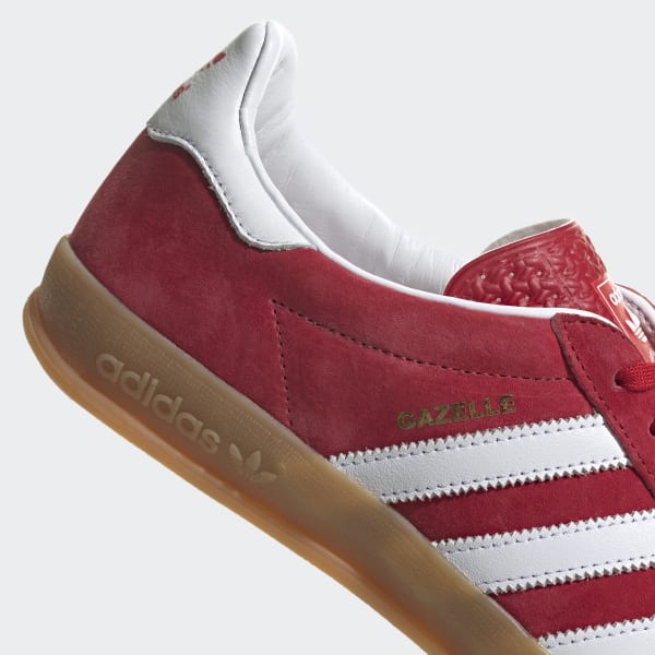 white and red adidas gazelle