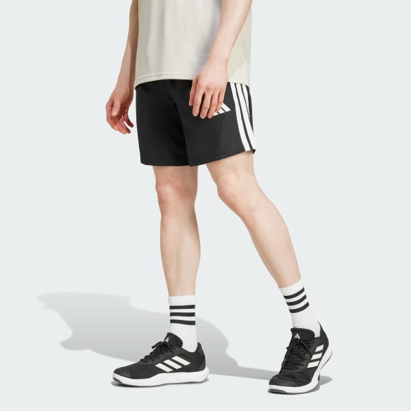 สีดำ กางเกงเทรนนิงขาสั้นผ้าทอ Essentials 3-Stripes