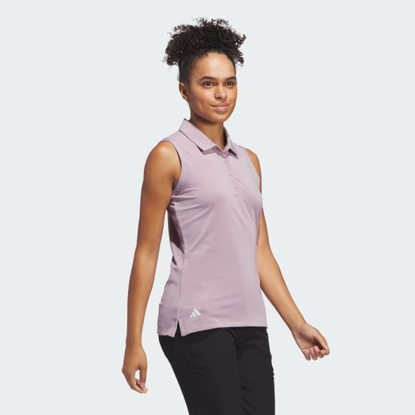 Purple Ultimate365 Solid Sleeveless Polo Shirt