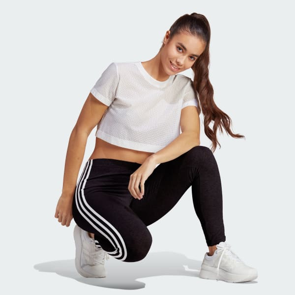 adidas Women's Essentials High-Waist 3-Stripes Jersey Leggings - Macy's