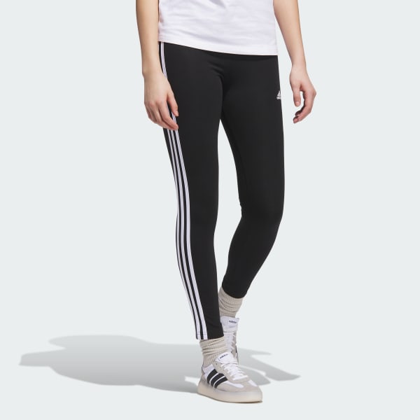 Negro Mallas Essentials 3 Franjas Tejido Jersey Corte Alto