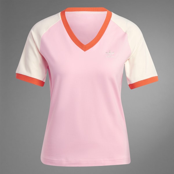 adidas Adicolor 70s V-Neck Cali Tee - Pink | Women's