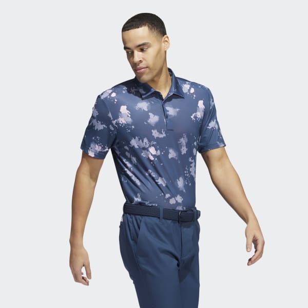 Blue Splatter-Print Golf Polo Shirt
