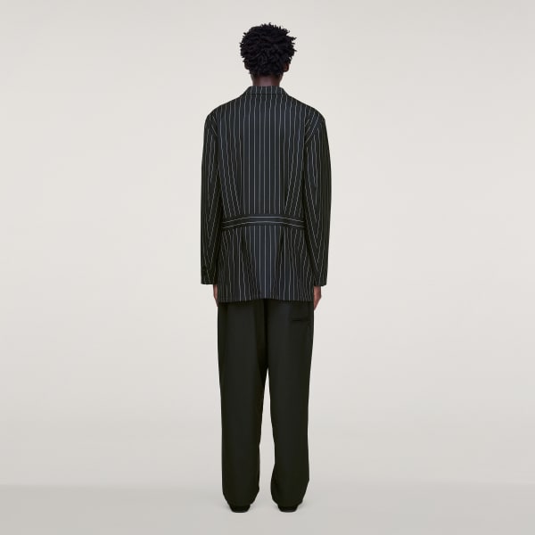 Black Y-3 PINSTRIPE REFINED WOOL CHORE COAT