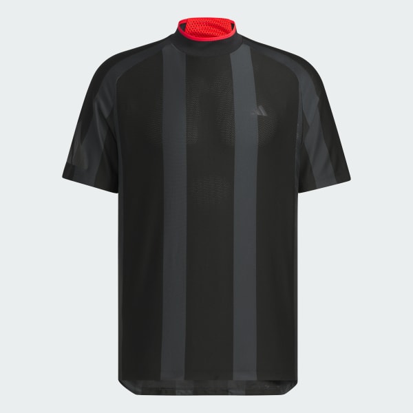Black AEROREADY Adizero Bodymapping Jacquard Mock Neck Short Sleeve Shirt