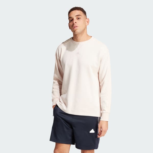 Rosa Moletom Moletinho ALL SZN Garment Wash Crew Três Listras