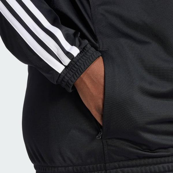 adidas Tricot 3-Stripes Track Jacket (Plus Size) - Black | Free