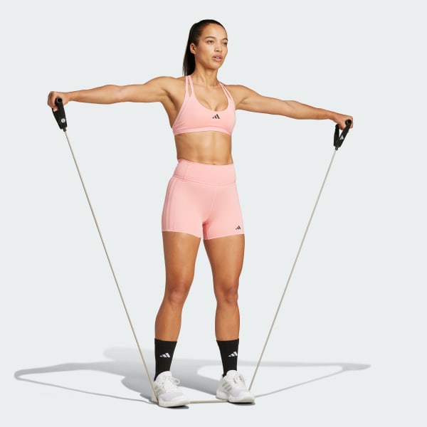 Pink Optime 4-Inch Raw-Cut-Hem Leggings