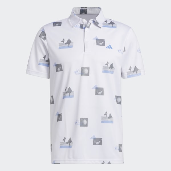 Bianco Allover-Print Golf Polo Shirt