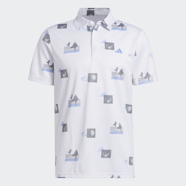 White Allover-Print Golf Polo Shirt