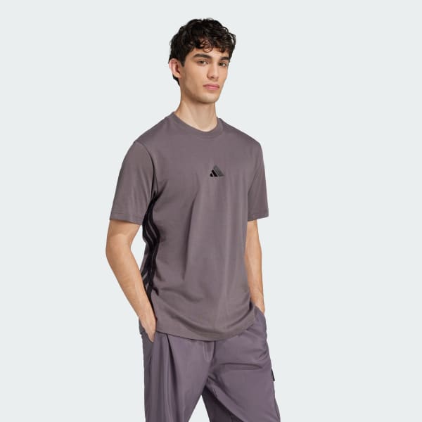Grey Essentials 3-Stripes Single Jersey Tee