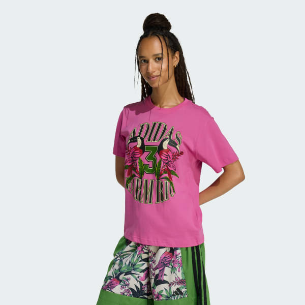 Pink ADIDAS x FARM RIO GRAPHIC T-SHIRT