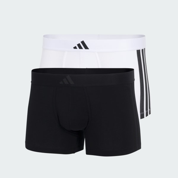 Noir Boxer court taille basse 3 bandes coton Active Flex (lot de 2)