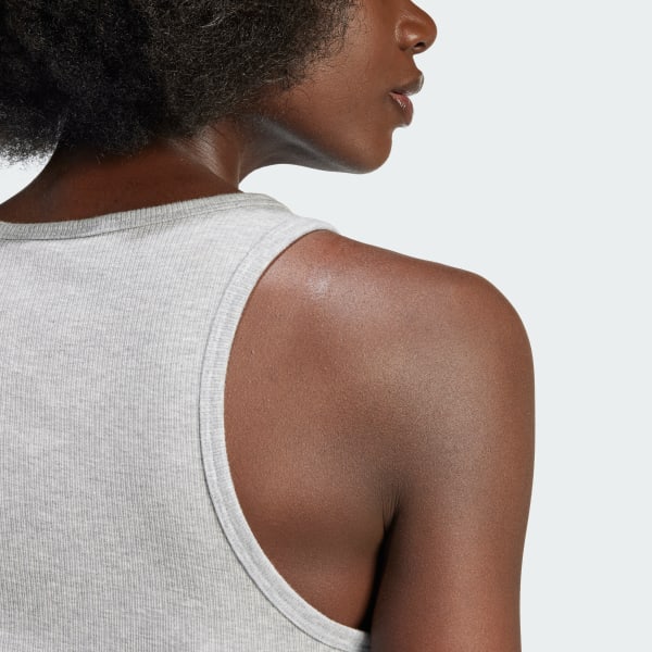 adidas Essentials Ribbed Tank Top - Grey | Free Shipping