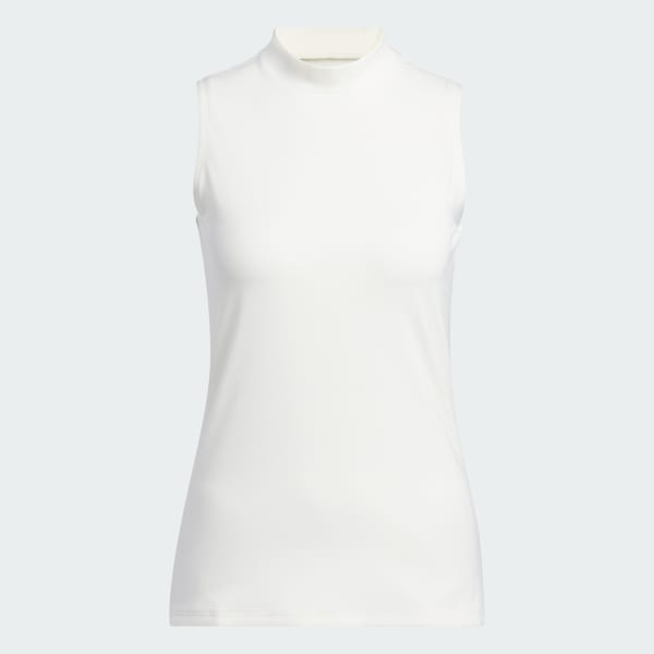Beige Ultimate365 Sleeveless Mock Neck Poloshirt
