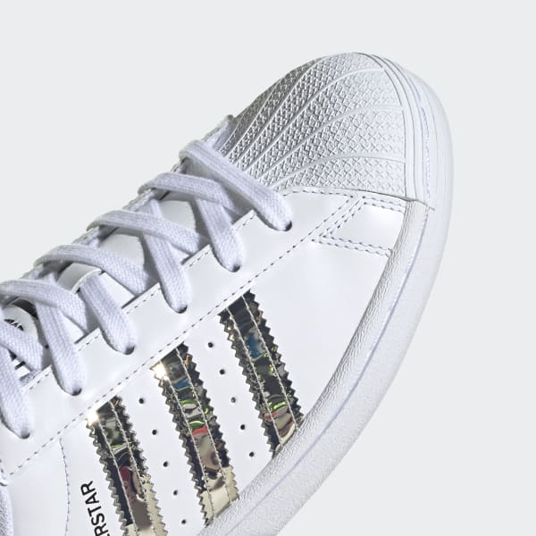 Adidas superstar white 2025 silver metallic