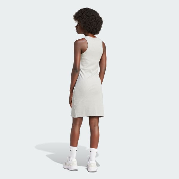 Cinza Vestido Regata Canelado Essentials