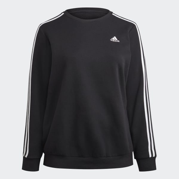 Black Essentials 3-Stripes Fleece Sweatshirt (Plus Size) IXV17