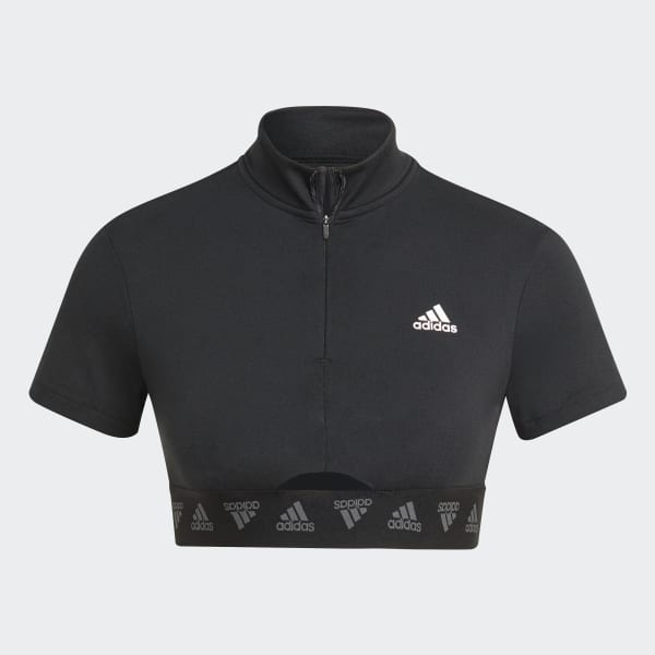 adidas Hyperglam Crop Zip Tee Black adidas Thailand