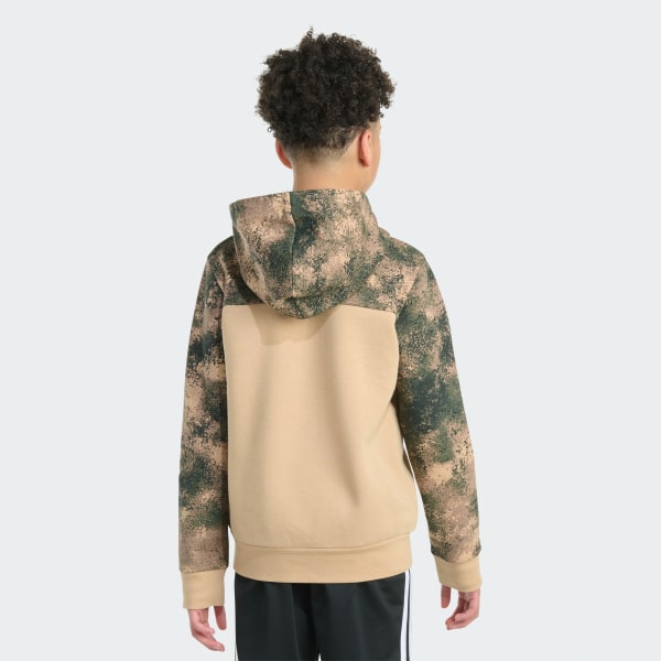 Long Sleeve Colorblock Camo Printed Pullover Hoodie
