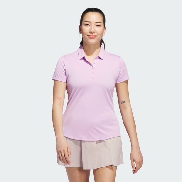 Ungu Kaus Polo Wanita Solid Performa Lengan Pendek