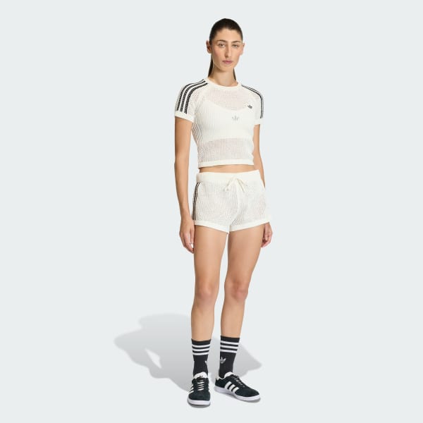 Wit KNITTED CROCHET CALI T-SHIRT