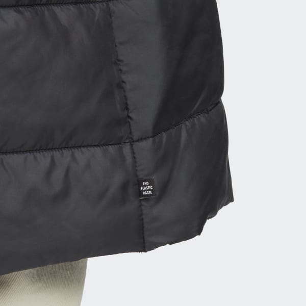 Schwarz Hooded Premium Long Slim Jacke LA664