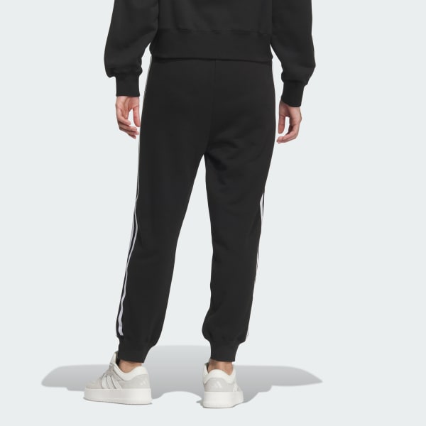 ブラック エッセンシャルズ プラス スリーストライプス フレンチテリー テーパードパンツ