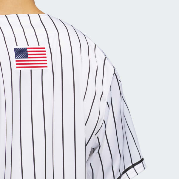 Adidas originals baseball jersey in white stripe top