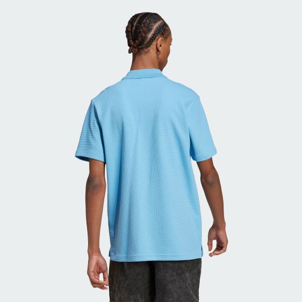 Blue Trefoil Essentials Waffle Polo Shirt