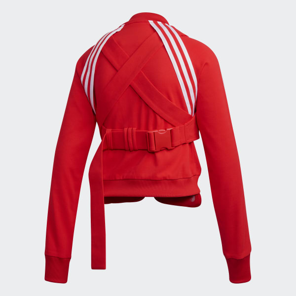 adidas cropped track jacket red
